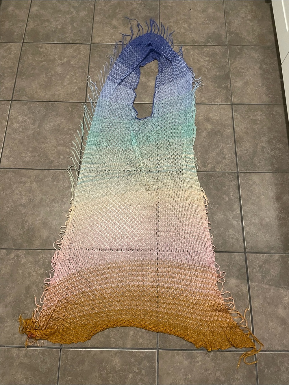 Missoni Ombre Knit Throw in Blue, Green, Pink and Gold